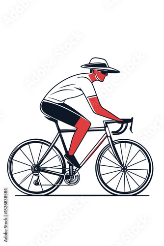 Minimalist Vector Illustration of a Cyclist