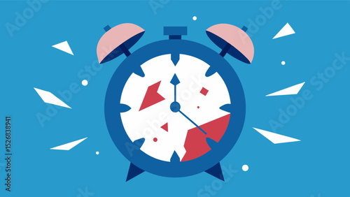 An alarm clock with shattered glass illustrating the damaging effects of disrupted sleep on reaction time decisionmaking and overall brain function.. Vector illustration