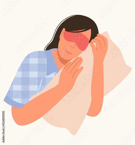 Woman wearing a warm eye mask while sleeping