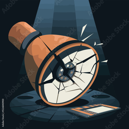 vector icons cinema, Director's Chair , theatrical Ticket roles, video tape, shattered spotlight  
