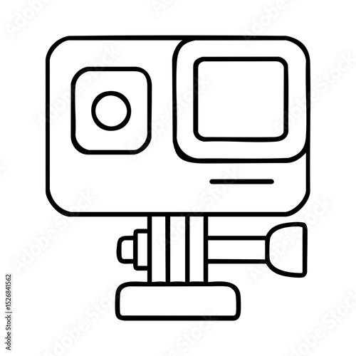 Line icon of action camera with lens detail