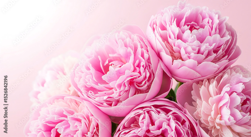 Fototapeta premium Lush pink peonies in full bloom close-up for spring and floral themes