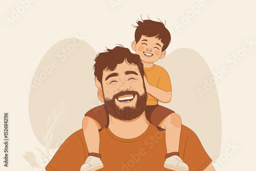 Father and son joyful moment illustration