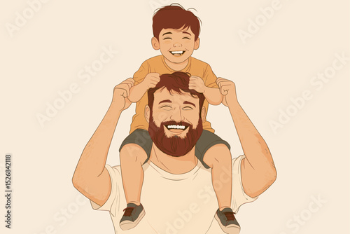 Father and son joyful moment illustration