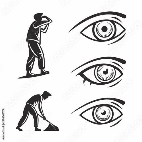 Surveillance security worker watching eyes observing