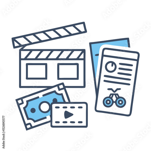 Professional movie production budget icons transparent background