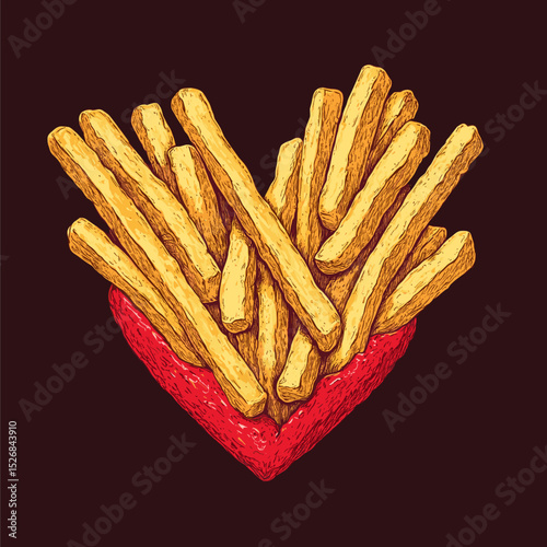 Love and fries graphic design