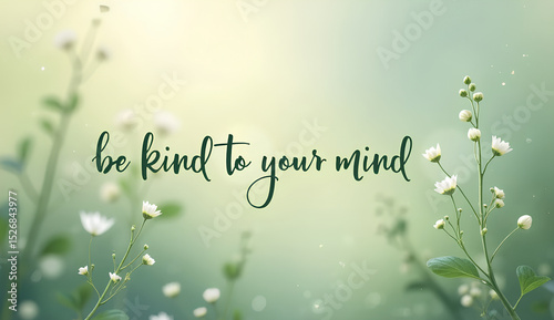 Motivational quote illustration “Be Kind to Your Mind”, mental health concept photo