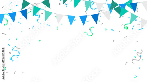 Banner with garland of flags and confetti for pride month, party, birthday, carnival vector illustration