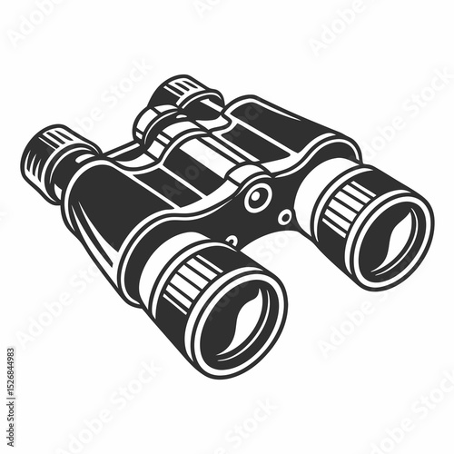 Vintage style binoculars illustration black and white