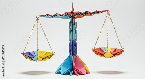 Colorful origami balance scales