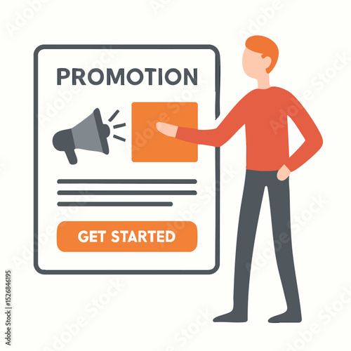 Flat Design Promotion Announcement with Character Illustration for Marketing Campaign