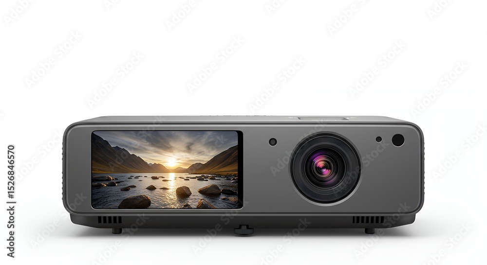 Fototapeta premium Gray modern projector with sunrise image