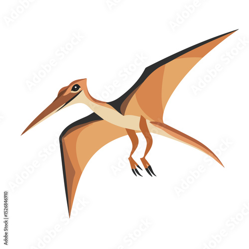 Pterodactyl 2D flat vector illustration, isolated on a white background.