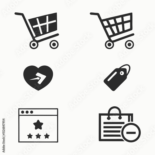 Shopping cart icons set e commerce retail symbols