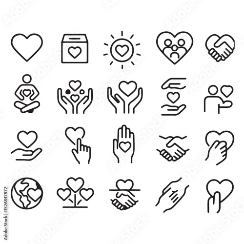 set of heart icons set