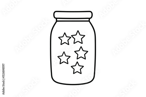 Cute line drawing of jar filled with stars