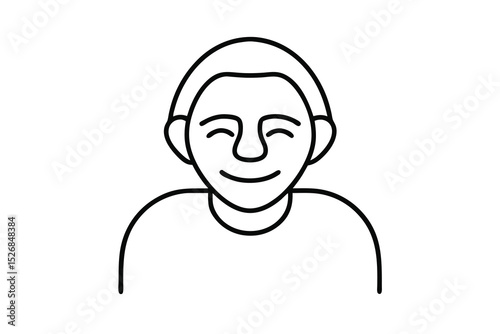 Happy smiling man line drawing simple icon illustration
