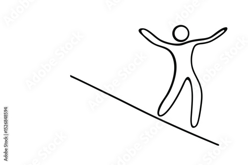 Simple line drawing of person balancing on a line