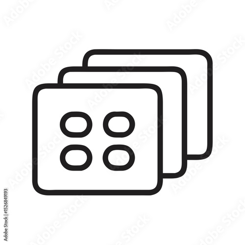 High detail outline icon bundle: stacked square icons with grid pattern, vector silhouettes