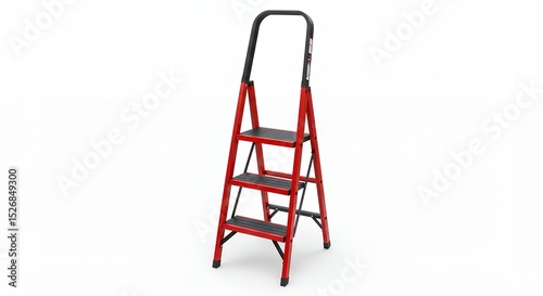 Red metal stepladder for home and light commercial use