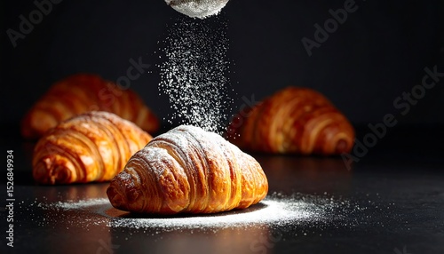 Croissants dusted with powdered sugar
