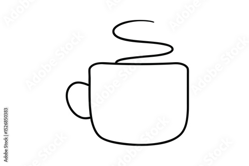 Simple line drawing of a hot mug of coffee or tea