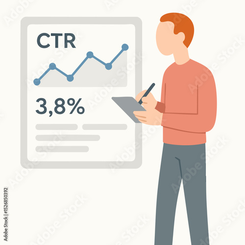 Flat Style Detailed Business Report Presentation with CTR Graph Illustration