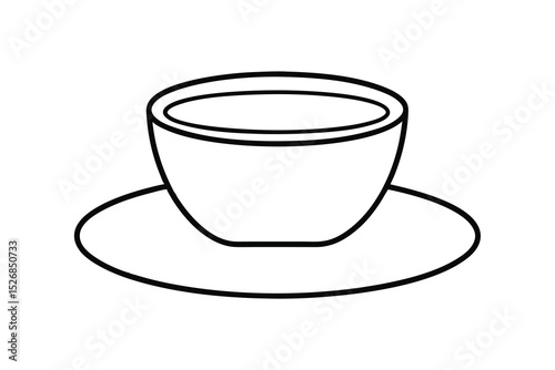 Simple line drawing of coffee cup and saucer