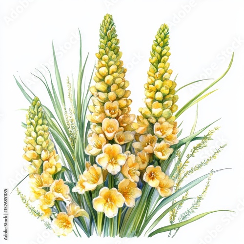 Pale Yellow Flower Bouquet Watercolor Painting