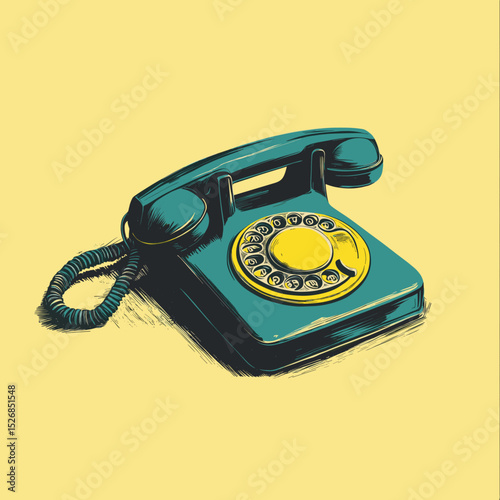 Retro telephone design with a pop of color