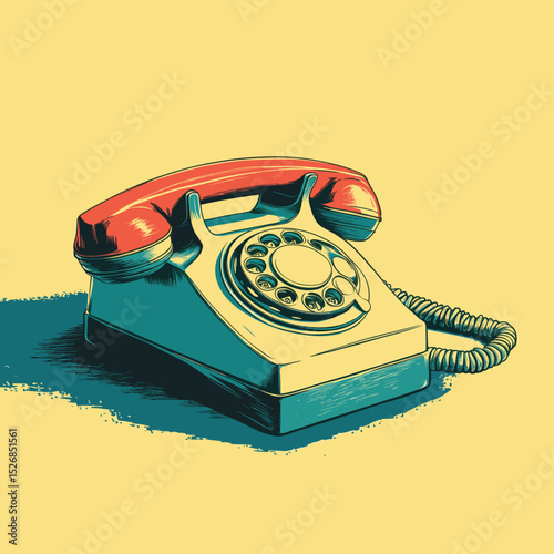 Retro telephone design with a pop of color