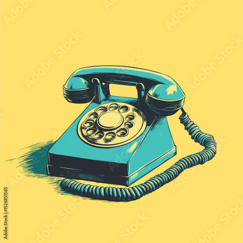Retro telephone design with a pop of color