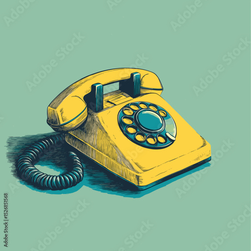 Retro telephone design with a pop of color