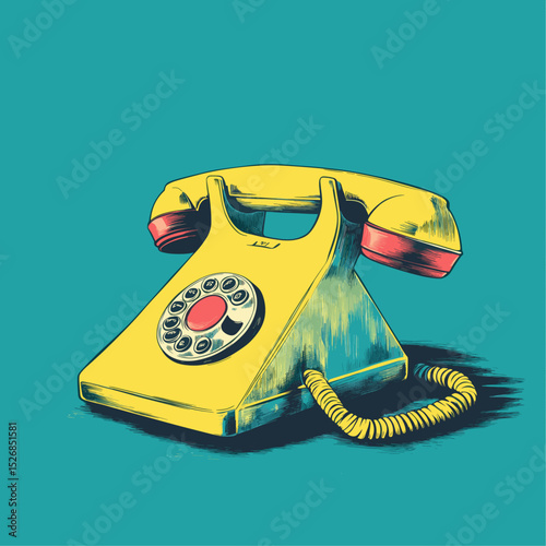 Retro telephone design with a pop of color