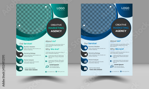 Creative marketing agency business flyer design template set. Flyer in A4.