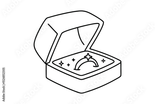 Open ring box line drawing illustration engagement proposal