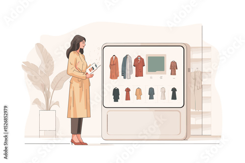 Stylish woman shopping for clothes in a modern boutique