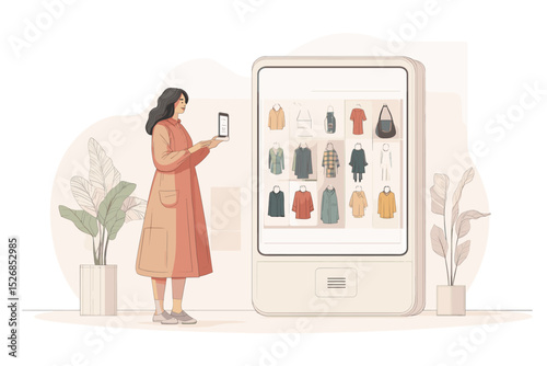 Stylish woman shopping for clothes in a modern boutique