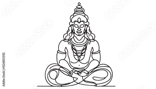 Continuous one single minimal line drawing hindu god 