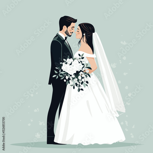 Elegant wedding couple illustration