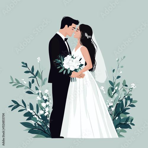 Elegant wedding couple illustration