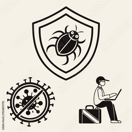 Secure online work virus protection shield bug laptop
