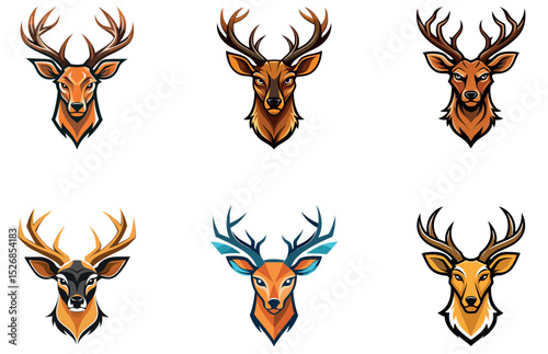 Deer Head Vector Designs Elegant Wildlife Silhouettes for Rustic and Nature-Inspired Projects