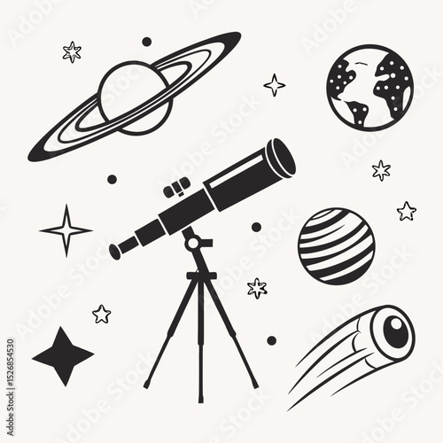 Astronomy telescope planets stars space exploration night sky universe galaxy