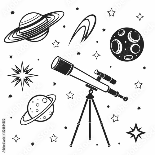 Astronomy telescope planets stars space exploration night sky