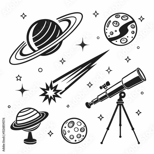 Celestial bodies planets stars comet telescope space exploration astronomy