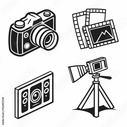 Film camera photography video recording equipment icons