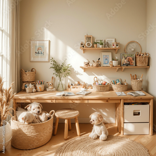 modern room with dog