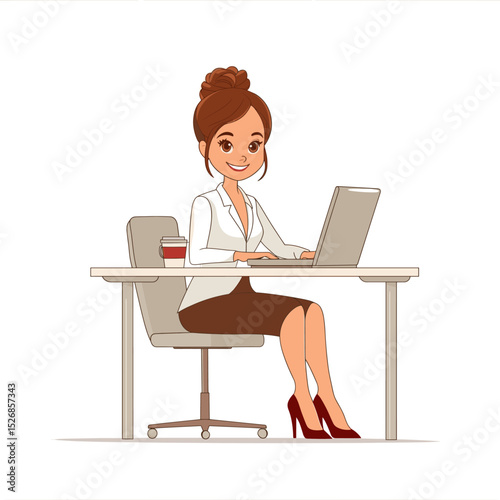 Cartoon young professional working at a desk